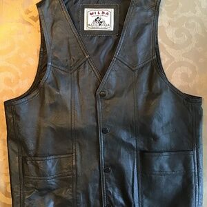 Wilda Harley Davidson Leather Vest, Black, Size Small